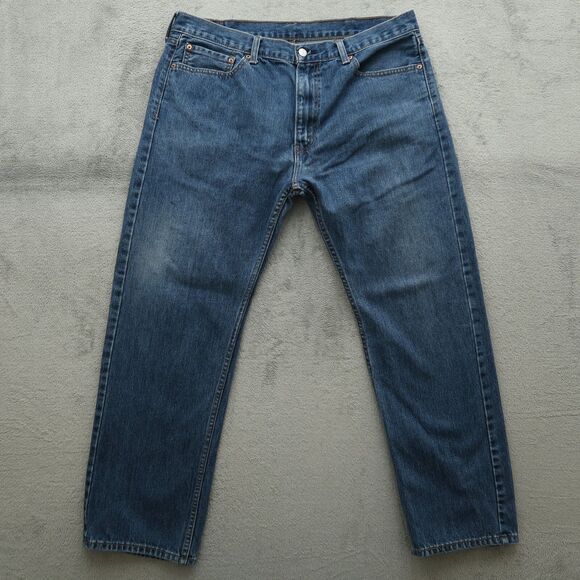 Levi's 505 Jeans Mens Size 38x30 Blue Regular Straight Rigid Denim Pants Fading - Picture 1 of 14